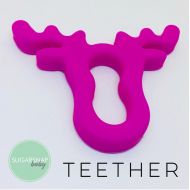 Etsy Fuschia Moose Silicone toy - silicone teether - baby toy - newborn gift - baby personalized - Toddler Teether - Chew Toy  Baby Gift