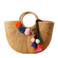 Sugoishop Nature Handmade Handbag Woven Rattan Tote Bags Straws Bag Purse for Women (Color : 2)
