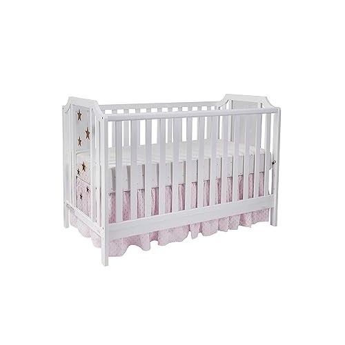  Suite Bebe Celeste 3 in 1 Convertible Island Crib, Wood and Acrylic, White