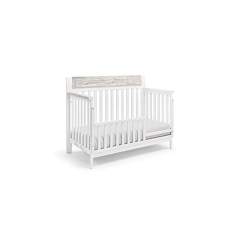  Suite Bebe Hayes 4 in 1 Convertible Crib, White and Wire Brushed Wood