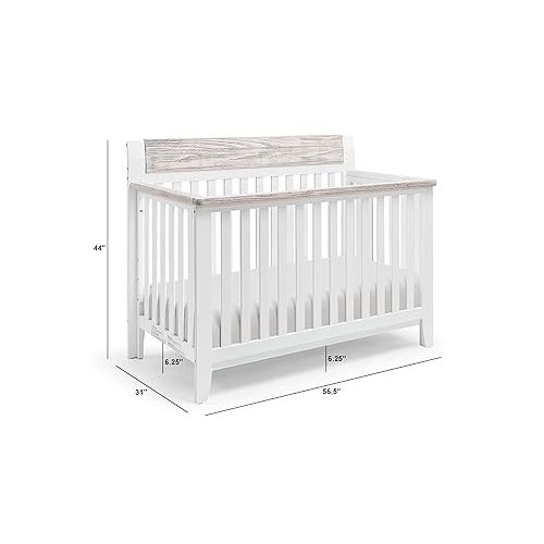  Suite Bebe Hayes 4 in 1 Convertible Crib, White and Wire Brushed Wood