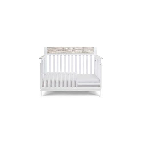  Suite Bebe Hayes 4 in 1 Convertible Crib, White and Wire Brushed Wood