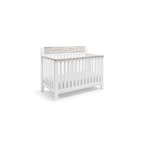  Suite Bebe Hayes 4 in 1 Convertible Crib, White and Wire Brushed Wood