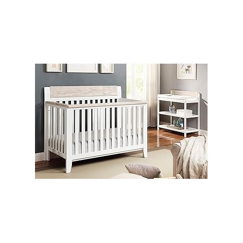  Suite Bebe Hayes 4 in 1 Convertible Crib, White and Wire Brushed Wood