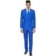 Suitmeister Solid Colored Suits - Includes Jacket, Pants & Tie, Solid Blue, Medium