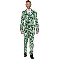 SUITMEISTER Funny Suits for Men - Cannabis Print - Comes with Jacket, Pants & Tie - L