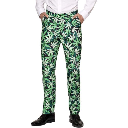  할로윈 용품SUITMEISTER Funny Suits for Men - Cannabis Print - Comes with Jacket, Pants & Tie - L