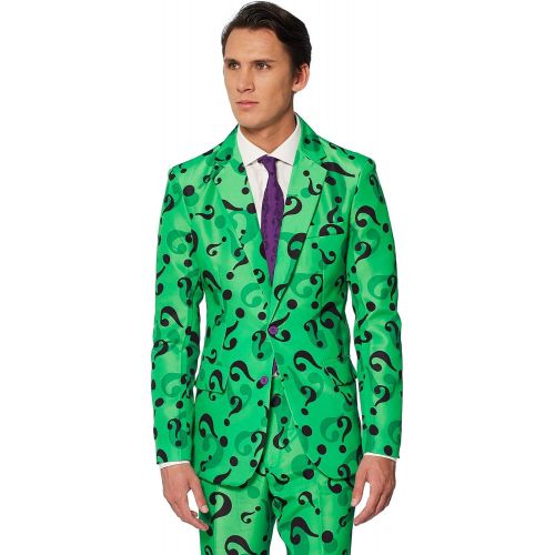  할로윈 용품SUITMEISTER The Riddler Halloween Suit | Unisex Slim Fit | Includes Matching Blazer Jacket, Pants & Tie