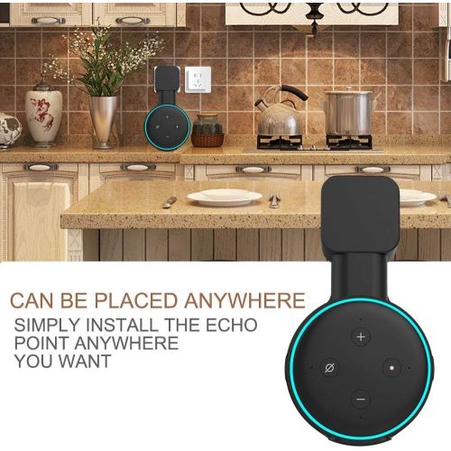  Suixing Outlet Wall Mount Holder Hanger for Echo Dot 3rd Gen,A Space-Saving with Cord Management for Smart Speakers Hide Messy Wires Place on Kitchen Bedroom & Bathroom（Set of 2 Black）