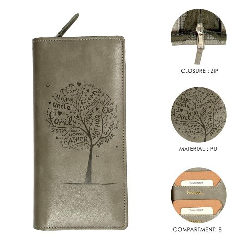  Sukeshcraft Tree. RFID Safe Passport Wallet- 8 Slots, (Steal Grey)