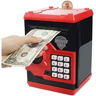 [아마존베스트]Suliper Electronic Piggy Bank Code Lock for Kids Baby Toy, Mini ATM Safe Coin Banks Money Saving Box Password for Children,Boys Girls Birthday Christmas Gift (Black/Red)