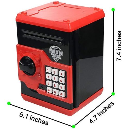  [아마존베스트]Suliper Electronic Piggy Bank Code Lock for Kids Baby Toy, Mini ATM Safe Coin Banks Money Saving Box Password for Children,Boys Girls Birthday Christmas Gift (Black/Red)