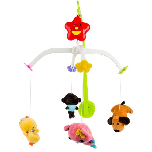  Sumaclife Baby Boy Girl Crib Musical Mobile with Hanging Rotating Adorable Soft Plush Animals Dolls, Animal