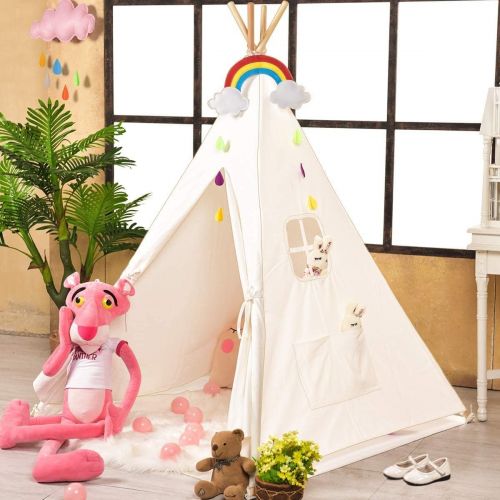  [아마존베스트]Sumbababy Teepee Tent for Kids, Girls Play Tents for Girl or Boy, Foldable Children Playhouse Toys for Baby Indoor and Outdoor Playing,100% Natural Cotton Canvas Child Tipi with Ca