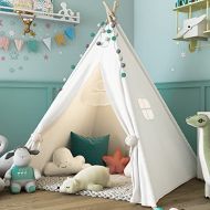 [아마존베스트]Sumbababy Teepee Tent for Kids with Carry Case, Natural Cotton Canvas Teepee Play Tent, Toys for Girls/Boys Indoor & Outdoor Playing--ASTM Certified