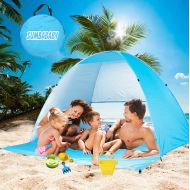 Sumbababy Large Beach Tent UV Pop up Sun Shelter Tents, Big Portable Automatic Sun Umbrella, Waterproof/Windproof Instant Easy Outdoor Cabana, Fit 3-4 Persons for Camping, Hiking, Canopy wit