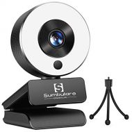 2K Ultra HD Streaming Webcam, sumbulare Webcam with Microphone, Adjustable Ring Light and Tripod, Plug and Play Web Camera, Autofocus AF PC Mac Video Cam for Online Learning, Zoom