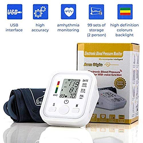  Sumee Automatic Arm Blood Pressure Monitor Voice Broadcast High Blood Pressure Monitors Portable LCD...