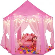 [아마존베스트]Sumerice Girls Play Tent Toys Large Indoor and Outdoor Hexagon Princess Castle Fairy Playhouse (Pink)
