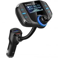 (Upgraded Version) Bluetooth FM Transmitter, Sumind Wireless Radio Adapter Hands-Free Car Kit with 1.7 Inch Display, QC3.0 and Smart 2.4A Dual USB Ports, AUX Input/Output, TF Card