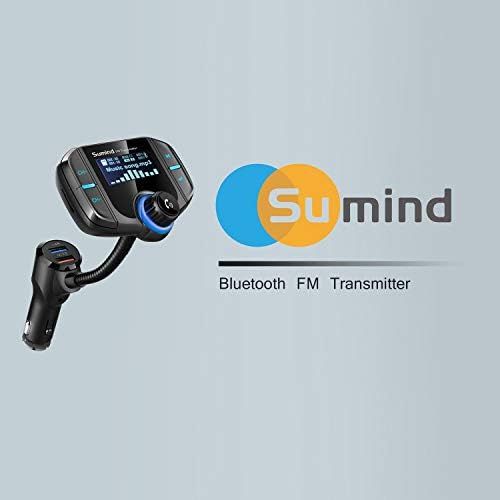 [아마존베스트](Upgraded Version) Bluetooth FM Transmitter, Sumind Wireless Radio Adapter Hands-Free Car Kit with 1.7 Inch Display, QC3.0 and Smart 2.4A Dual USB Ports, AUX Input/Output, TF Card