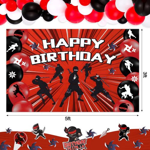  Sumind 83 Pieces Warrior Birthday Party Supplies Warrior Party Decorations Include Warrior Birthday Party Backdrop and Colorful Latex Balloons and Warrior Cake Toppers for Boys Teens Birt