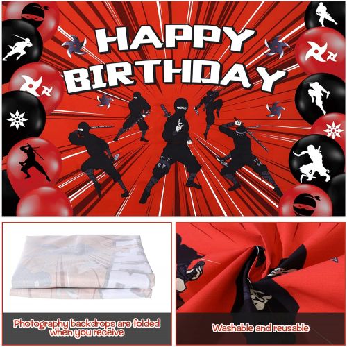  Sumind 83 Pieces Warrior Birthday Party Supplies Warrior Party Decorations Include Warrior Birthday Party Backdrop and Colorful Latex Balloons and Warrior Cake Toppers for Boys Teens Birt