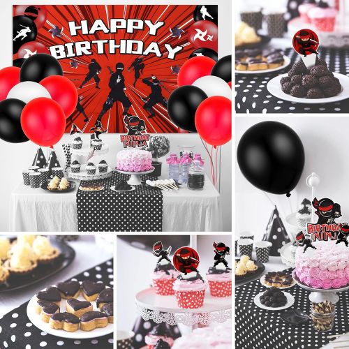  Sumind 83 Pieces Warrior Birthday Party Supplies Warrior Party Decorations Include Warrior Birthday Party Backdrop and Colorful Latex Balloons and Warrior Cake Toppers for Boys Teens Birt