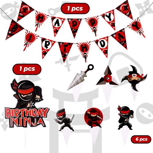  Sumind 44 Pieces Warrior Birthday Party Supplies Warrior Party Decorations Include Happy Birthday Banner Cake Toppers Party Hanging Swirls Latex Balloons Paper Pom Poms For Warrior Birthd