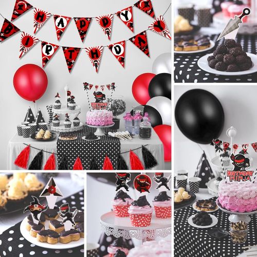  Sumind 44 Pieces Warrior Birthday Party Supplies Warrior Party Decorations Include Happy Birthday Banner Cake Toppers Party Hanging Swirls Latex Balloons Paper Pom Poms For Warrior Birthd