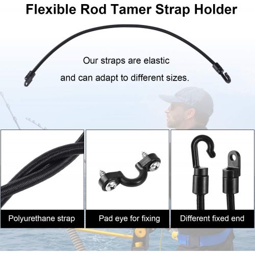  Sumind 4 Pieces Rod Strap Holder Deck Mount Connector Mount Rod Strap Rod Hold Down Strap for Bass Boat Kayak Boat Fishing