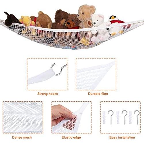  [아마존베스트]Sumind 3 Pieces Stuffed Animal Hammocks Stuffed Toy Storage Hammock Nets Jumbo Wall Sling Corner Mesh Toy Organizer with Hooks for Bedroom Plush Toys