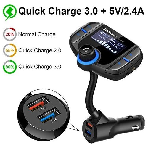  [아마존베스트]-Service-Informationen Bluetooth FM Transmitter with 1.7 Inch Display and Two USB Ports (Black)