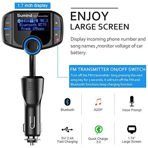  [아마존베스트]-Service-Informationen Bluetooth FM Transmitter with 1.7 Inch Display and Two USB Ports (Black)