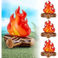 Sumind 4 Pieces of 12 Inch Inflatable Campfire Props, Camping Party Bonfire Party Scene Decoration, Indoor and Outdoor Camping Game Props for Boys and Girls Bonfire Firewood Toys