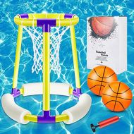 Sumind Pool Basketball Hoop, Pool Toys for Kids, Water Basketball Hoop for Pool Games, 1 Basketball Hoop and Net, 2 Basketball Balls and 1 Pump for Family Water Play