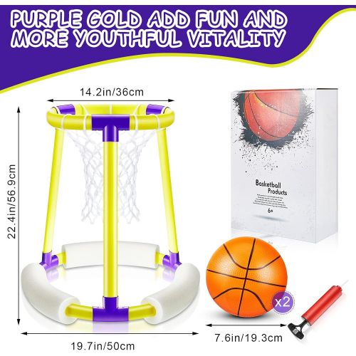  Sumind Pool Basketball Hoop, Pool Toys for Kids, Water Basketball Hoop for Pool Games, 1 Basketball Hoop and Net, 2 Basketball Balls and 1 Pump for Family Water Play