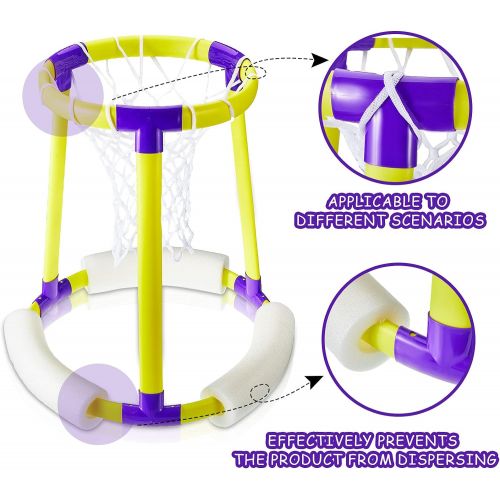  Sumind Pool Basketball Hoop, Pool Toys for Kids, Water Basketball Hoop for Pool Games, 1 Basketball Hoop and Net, 2 Basketball Balls and 1 Pump for Family Water Play