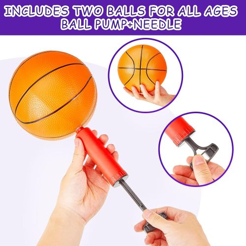  Sumind Pool Basketball Hoop, Pool Toys for Kids, Water Basketball Hoop for Pool Games, 1 Basketball Hoop and Net, 2 Basketball Balls and 1 Pump for Family Water Play