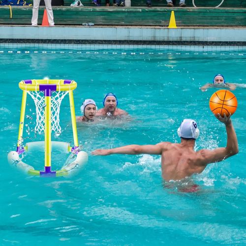  Sumind Pool Basketball Hoop, Pool Toys for Kids, Water Basketball Hoop for Pool Games, 1 Basketball Hoop and Net, 2 Basketball Balls and 1 Pump for Family Water Play