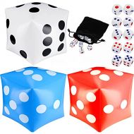 Sumind 12 Inches Jumbo Inflatable Dice Outdoor Fun Large Inflatable Dice Set Include 3 Jumbo Inflatable Dices, 10 Pieces 12 mm Plastic Dices for Indoor and Outdoor Broad Game and Pool Par