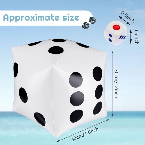  Sumind 12 Inches Jumbo Inflatable Dice Outdoor Fun Large Inflatable Dice Set Include 3 Jumbo Inflatable Dices, 10 Pieces 12 mm Plastic Dices for Indoor and Outdoor Broad Game and Pool Par