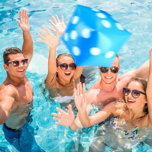  Sumind 12 Inches Jumbo Inflatable Dice Outdoor Fun Large Inflatable Dice Set Include 3 Jumbo Inflatable Dices, 10 Pieces 12 mm Plastic Dices for Indoor and Outdoor Broad Game and Pool Par