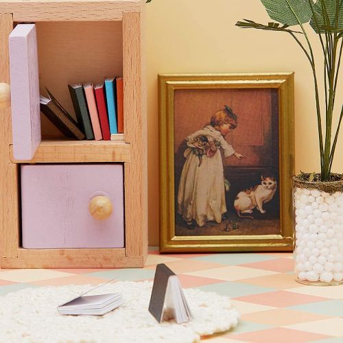  Sumind 12 Pieces 1:12 Scale Miniatures Dollhouse Books Assorted Miniatures Books Dollhouse Mini Books Dollhouse Decoration Accessories Doll Toy Supplies (Golden Label Style)