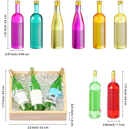  Sumind 33 Pieces Dollhouse Miniature Wine Bottles and Glasses Mini Cocktail Glasses Colorful Dollhouse Kitchen Accessories Cake Toppers for Dollhouse Decoration, Birthday Party Cak