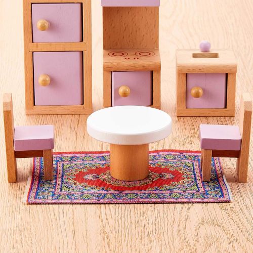  Sumind 5 Pieces 1:12 Miniature Carpet Floral Print Vintage Woven Dollhouse Rug Miniature Turkey Rug Dolls House Rug Dollhouse Carpet Dollhouse Flower Style Furniture Decoration Toy