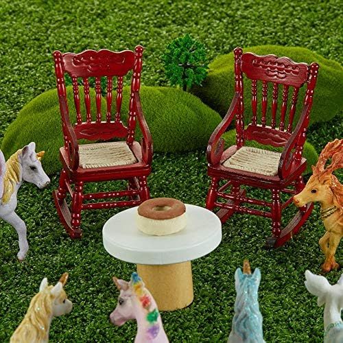  Sumind 2 Pieces Doll House Wooden Chairs 1:12 Christmas Dollhouse Model Chairs Mini Dollhouse Wooden Rocking Chairs for Dollhouse Accessories Furniture Decoration