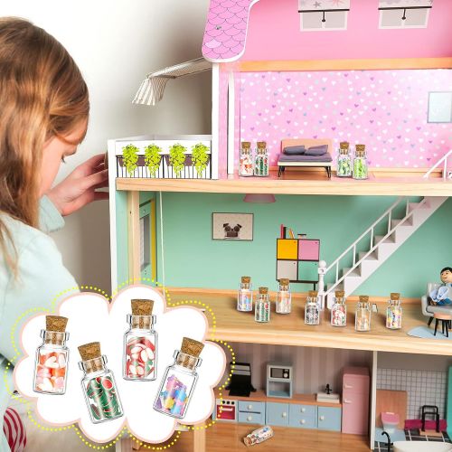  Sumind 50 Pieces Cute Miniature Dollhouse Food Jar Glass Bottle 1:12 Mini Fruit Simulation Scene Candy Snack Model Game Party Toys Pretend Play Doll House Kitchen Decoration for Dollhouse