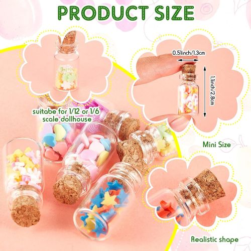  Sumind 50 Pieces Cute Miniature Dollhouse Food Jar Glass Bottle 1:12 Mini Fruit Simulation Scene Candy Snack Model Game Party Toys Pretend Play Doll House Kitchen Decoration for Dollhouse