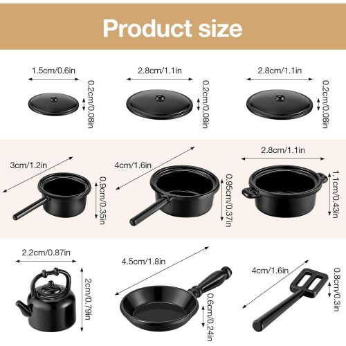  Sumind 20 Pieces Dollhouse Miniature Metal Pots and Pans Miniature Stovetop Cookware Mini Dollhouse Kitchen Cookware Dollhouse Decoration Accessories Party Supplies for Pretend Play, Blac